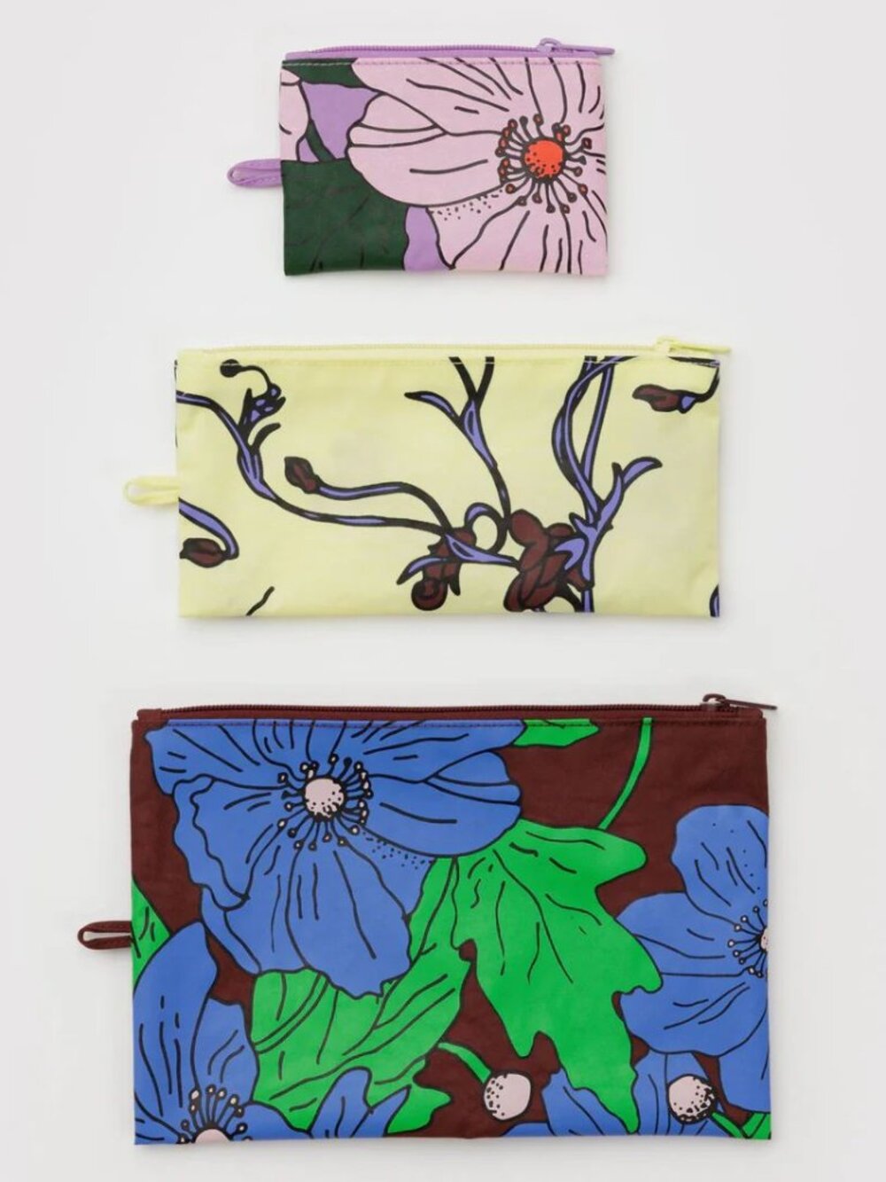 NWT Baggu Flat Pouch Set - Poppy Mix